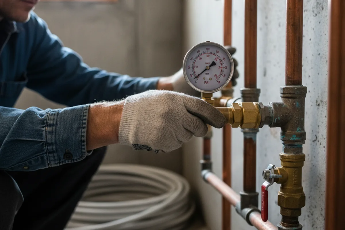 Pressure testing a repaired line during Water Line Repair in Cheswold